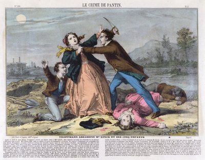 Ilustración de portada de una revista semanal LOeil de la Police, c.1900 de French School
